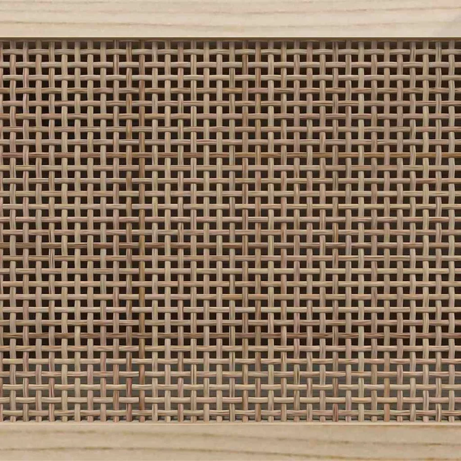 Meuble TV Marron 80x30x40cm Bois de pin massif et rotin naturel - 6