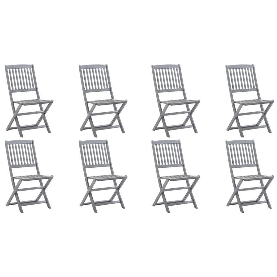 Chaises pliables d'extérieur lot de 8 et coussins Bois d'acacia - 2