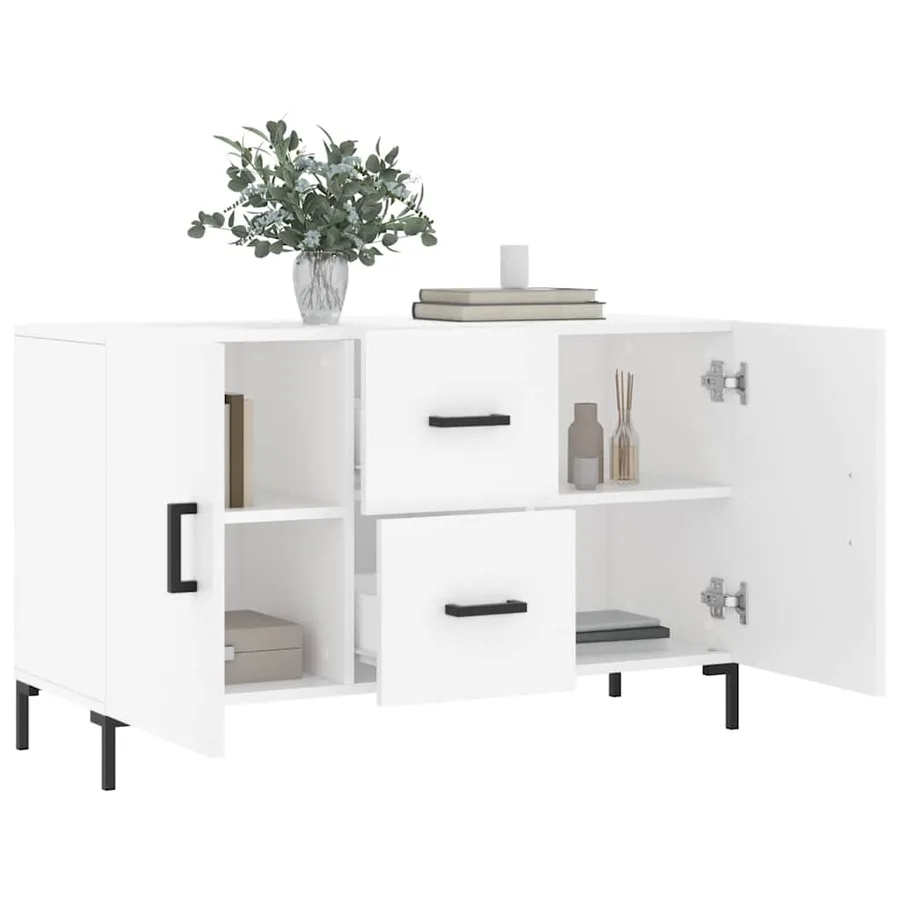 Buffet blanc 100x36x60 cm bois d'ingénierie - 4