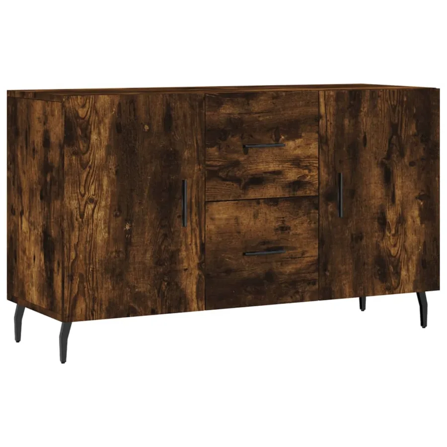 Buffet chêne fumé 100x36x60 cm bois d'ingénierie - 2