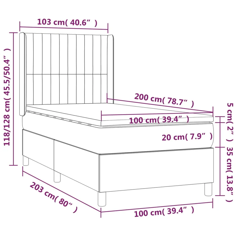 Sommier à lattes de lit et matelas Gris clair 100x200cm Velours - 7