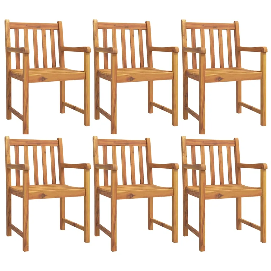 Chaises de jardin lot de 6 56x55,5x90 bois massif d'acacia - 2
