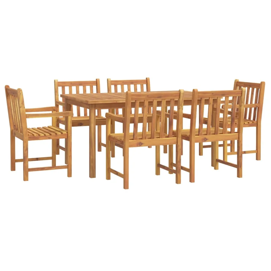 Ensemble à manger de jardin 7 pcs Bois d'acacia solide - 2