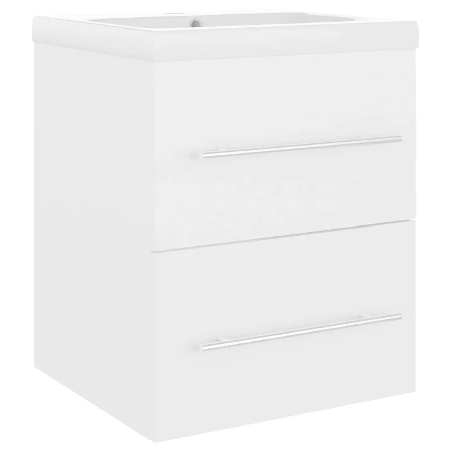 Armoire d'évier avec lavabo intégré Blanc Aggloméré - 2