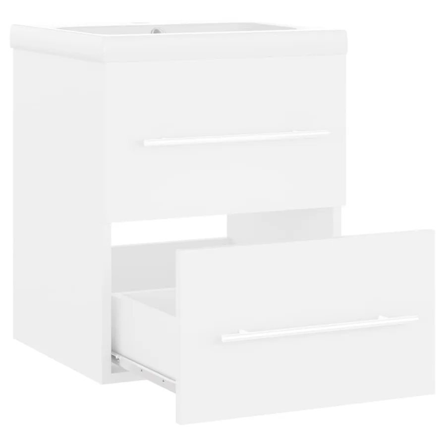 Armoire d'évier avec lavabo intégré Blanc Aggloméré - 8