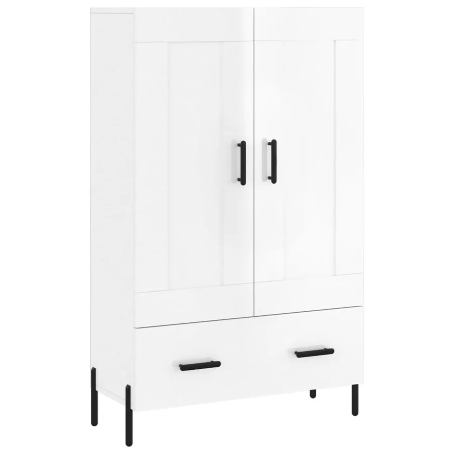 Buffet haut blanc brillant 69,5x31x115 cm bois d'ingénierie - 2