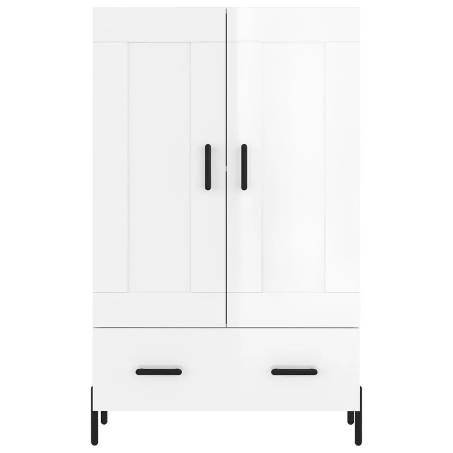 Buffet haut blanc brillant 69,5x31x115 cm bois d'ingénierie - 5
