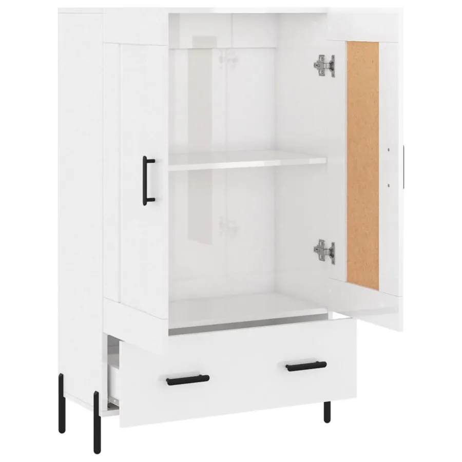 Buffet haut blanc brillant 69,5x31x115 cm bois d'ingénierie - 6