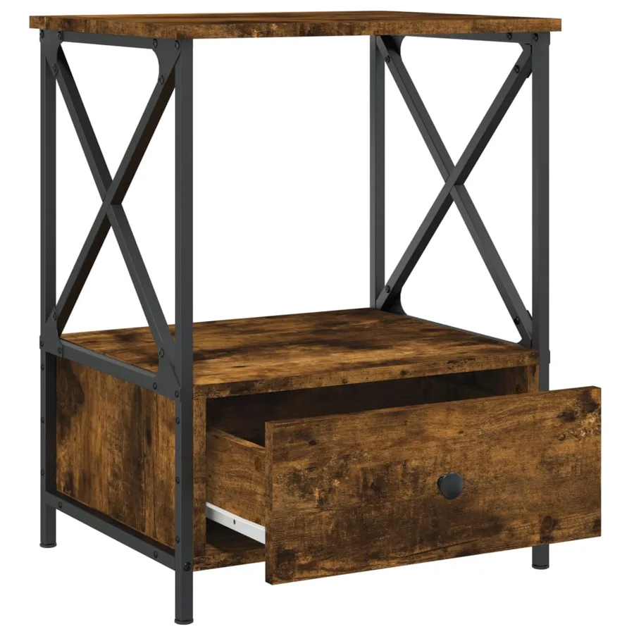 Table de chevet chêne fumé 50x41x65 cm bois d'ingénierie - 6
