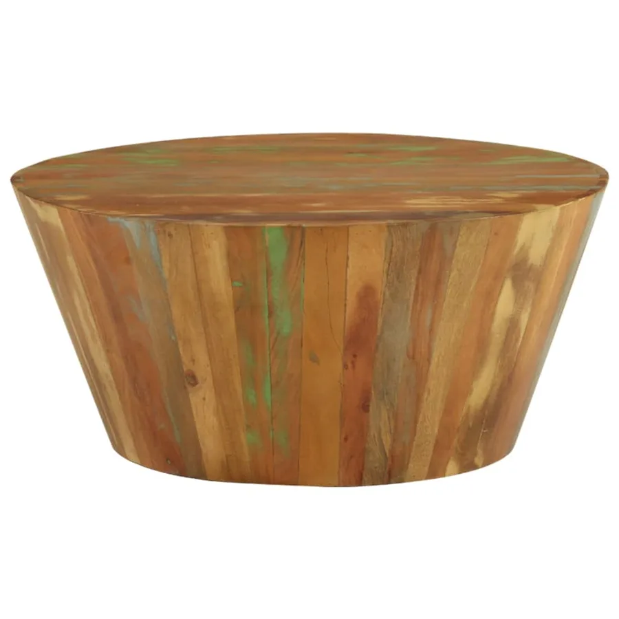 Table basse Ø65x31 cm Bois de récupération massif - 2
