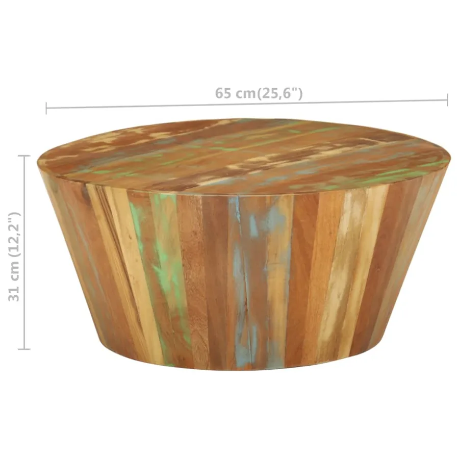 Table basse Ø65x31 cm Bois de récupération massif - 7