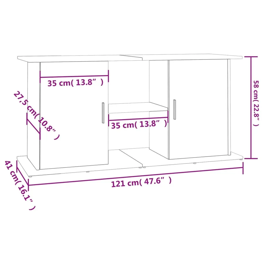 Support d'aquarium Chêne Sonoma 121x41x58 cm Bois d'ingénierie - 11