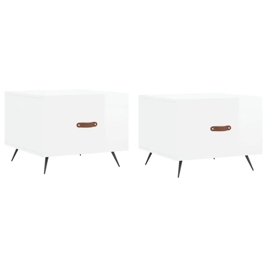 Tables basses 2 pcs blanc brillant 50x50x40cm bois d'ingénierie - 2