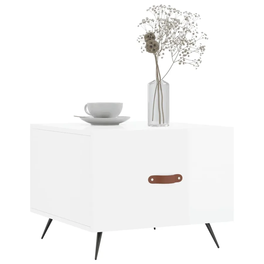 Tables basses 2 pcs blanc brillant 50x50x40cm bois d'ingénierie - 3