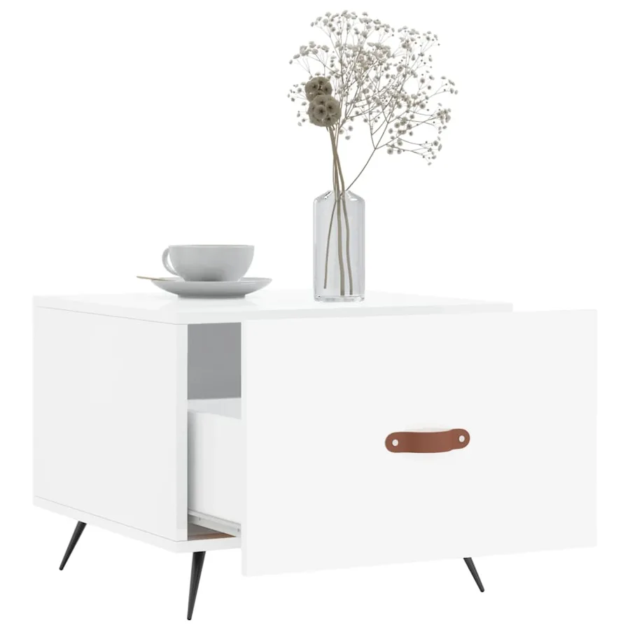 Tables basses 2 pcs blanc brillant 50x50x40cm bois d'ingénierie - 4