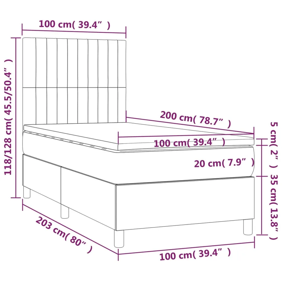 Sommier à lattes de lit et matelas Gris clair 100x200cm Velours - 6