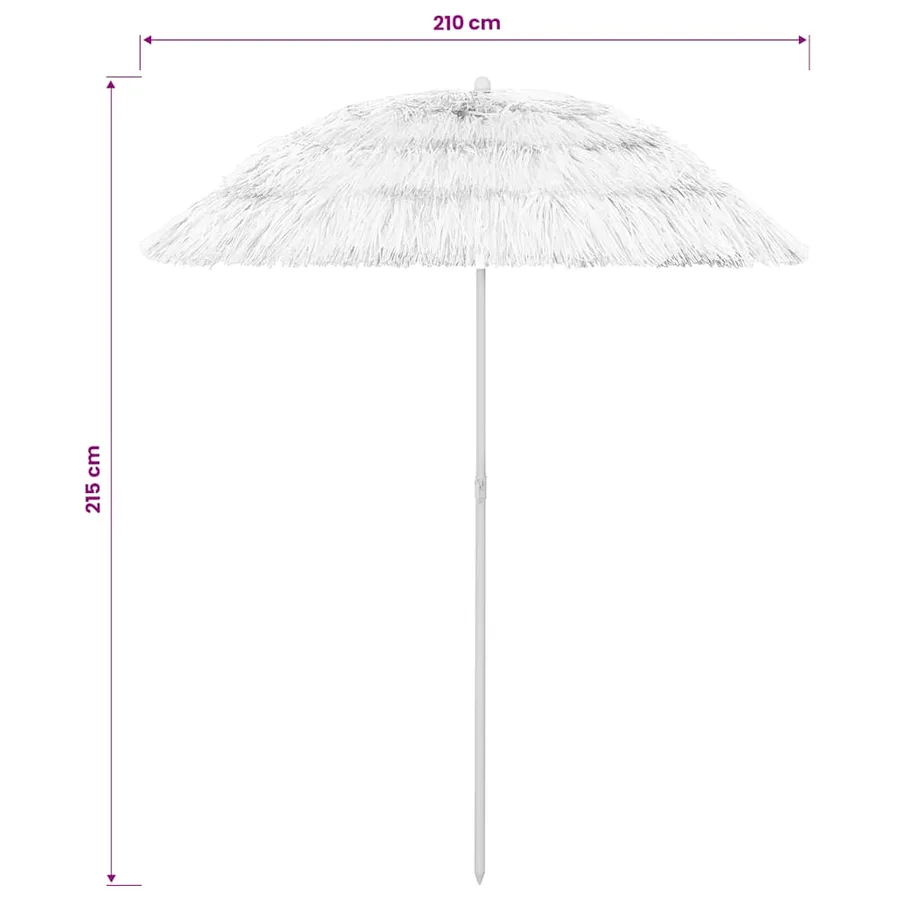 Parasol de plage Hawaii blanc 240 cm - 8