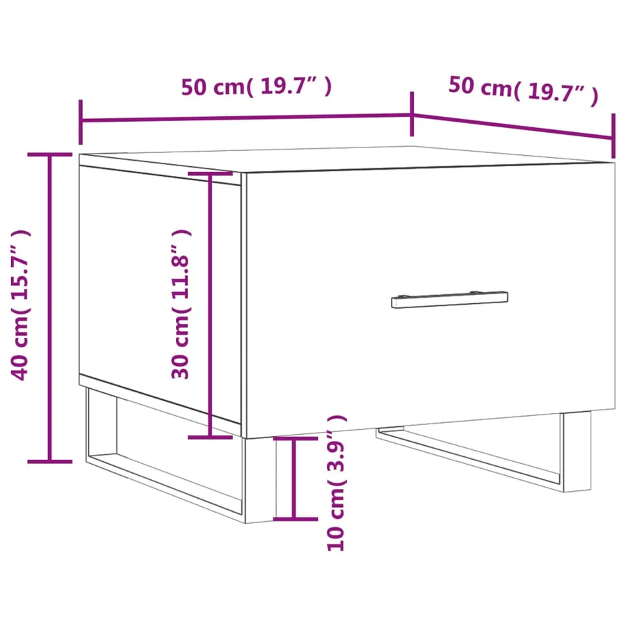 Table basse blanc 50x50x40 cm bois d'ingénierie - 12