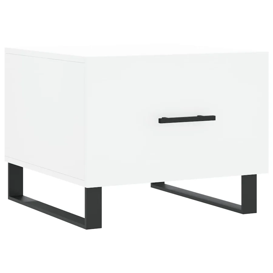 Table basse blanc 50x50x40 cm bois d'ingénierie - 2