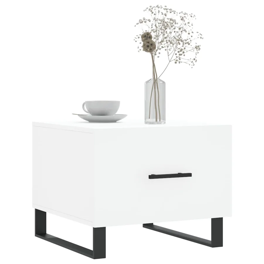 Table basse blanc 50x50x40 cm bois d'ingénierie - 3