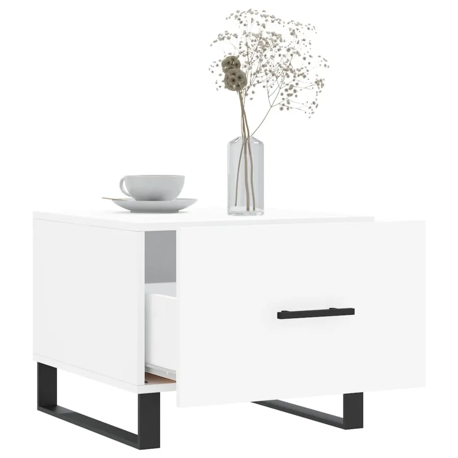 Table basse blanc 50x50x40 cm bois d'ingénierie - 4