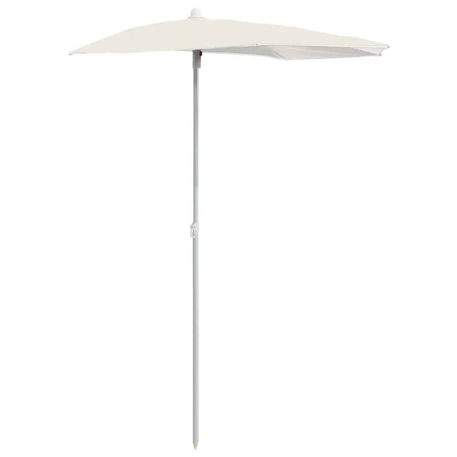 Demi-parasol de jardin avec mât 180x90 cm sable - 2