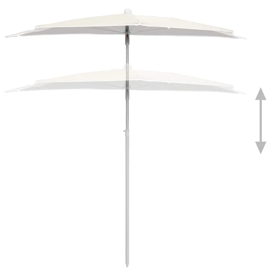 Demi-parasol de jardin avec mât 180x90 cm sable - 4