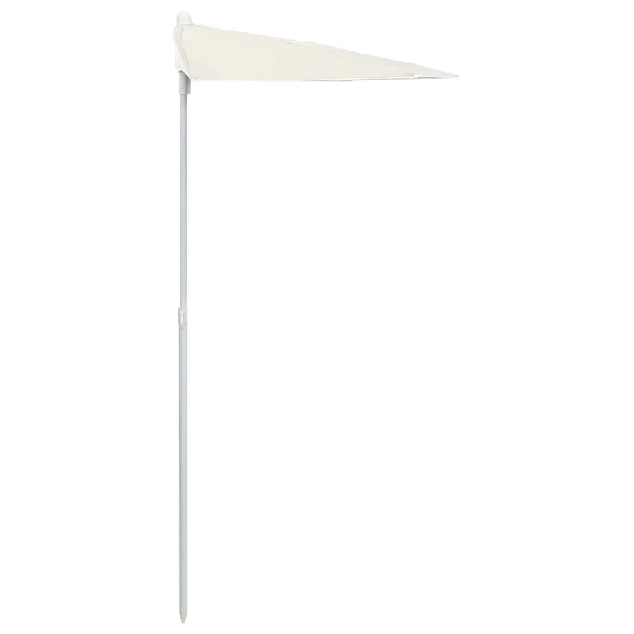 Demi-parasol de jardin avec mât 180x90 cm sable - 5
