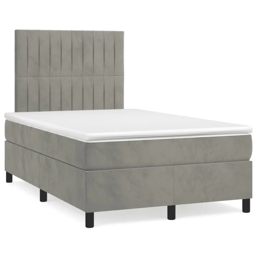 Sommier à lattes de lit et matelas Gris clair 120x200cm Velours - 2