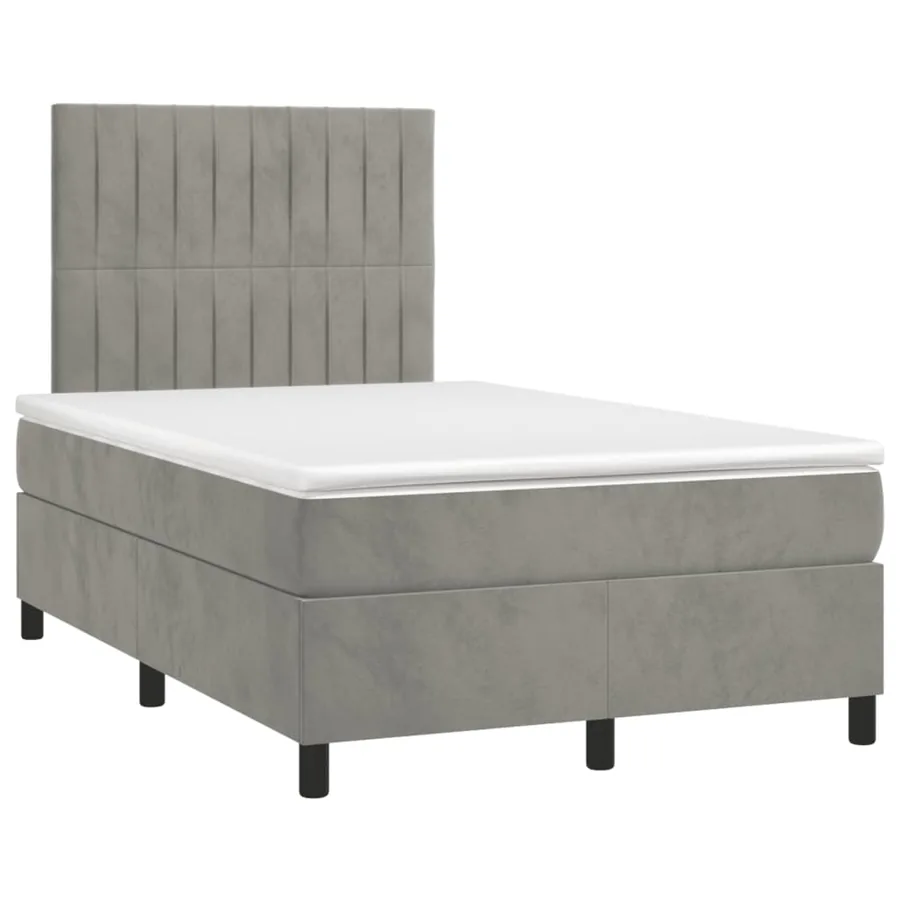 Sommier à lattes de lit et matelas Gris clair 120x200cm Velours - 3