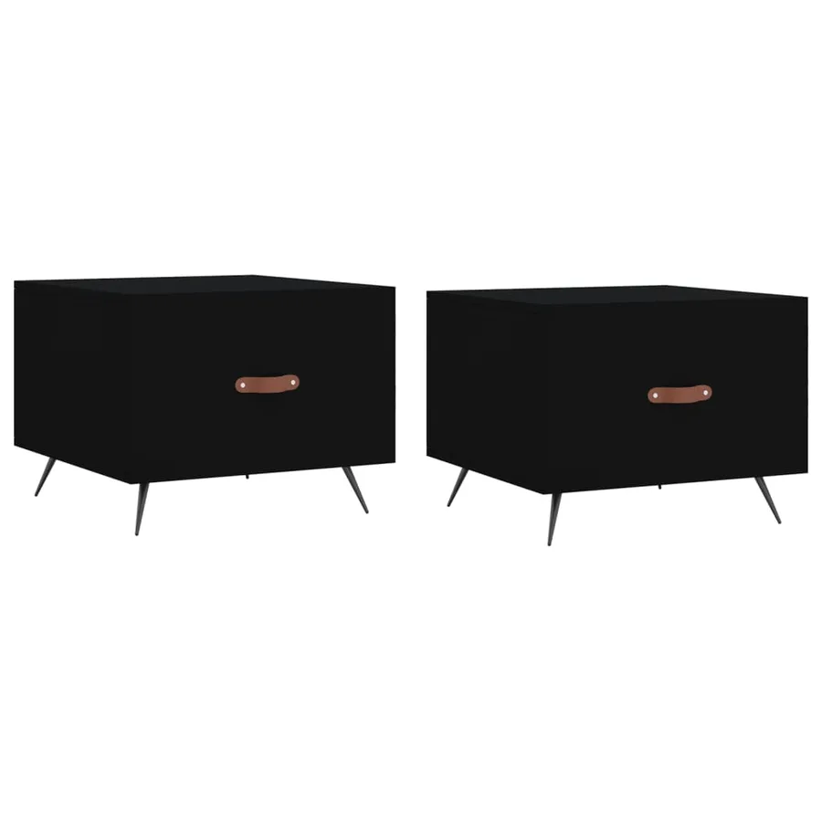 Tables basses 2 pcs noir 50x50x40 cm bois d'ingénierie - 2