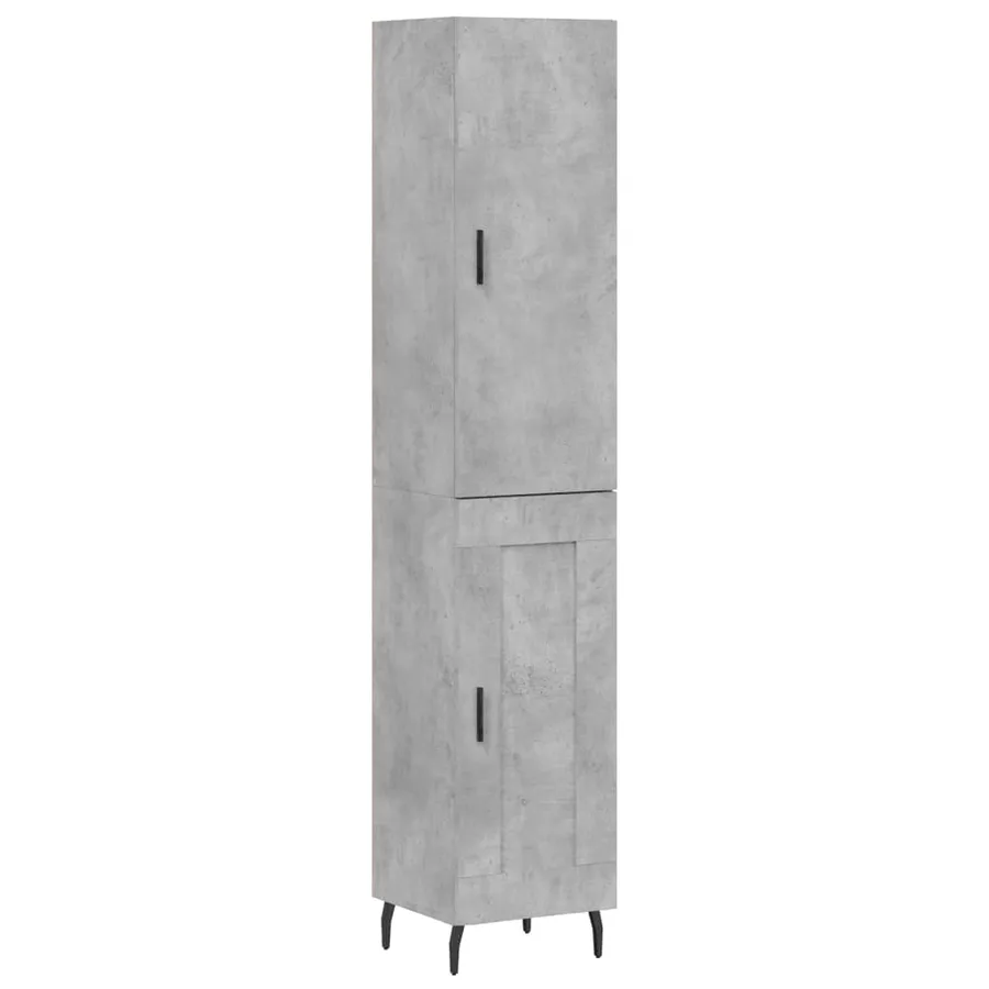 Buffet haut Gris béton 34,5x34x180 cm Bois d'ingénierie - 2