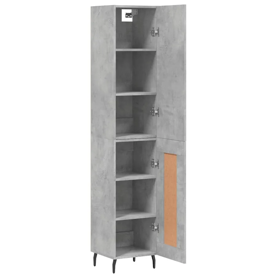 Buffet haut Gris béton 34,5x34x180 cm Bois d'ingénierie - 4