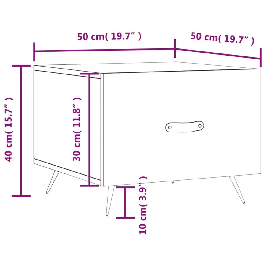 Table basse gris béton 50x50x40 cm bois d'ingénierie - 12