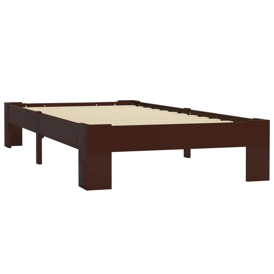 Cadre de lit sans matelas marron foncé pin massif 100x200 cm - 2