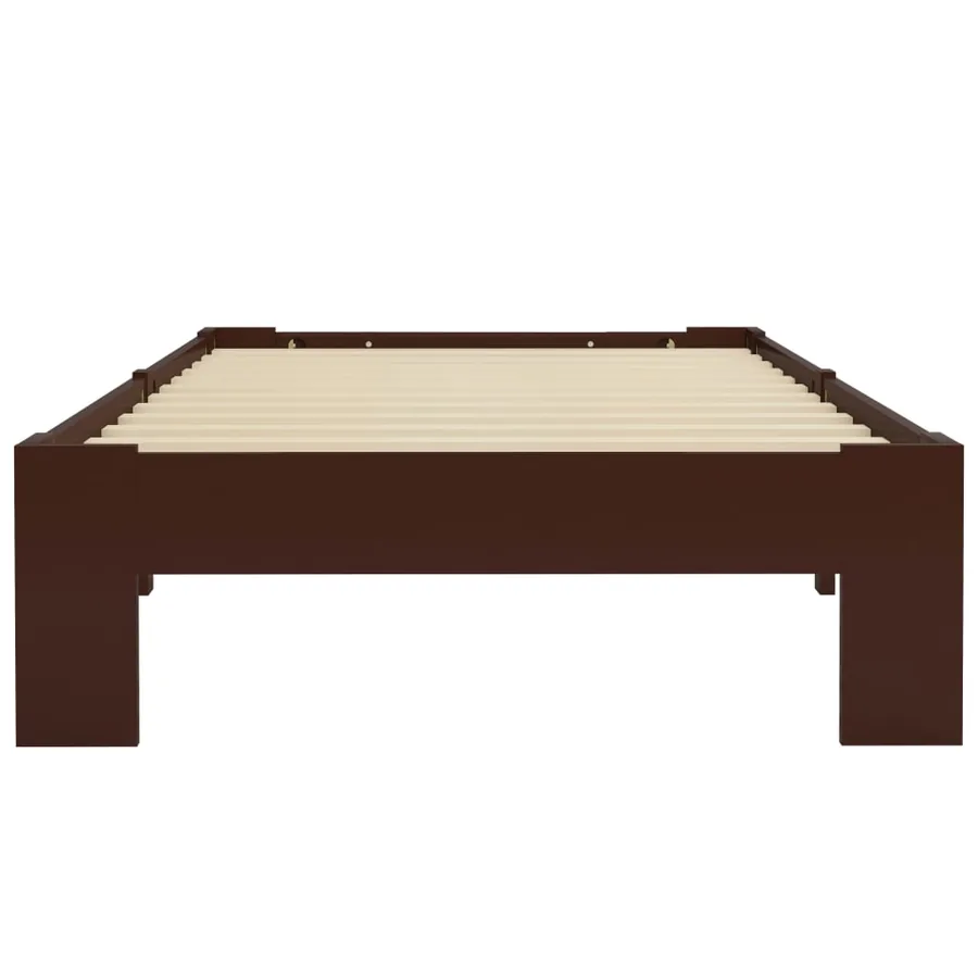 Cadre de lit sans matelas marron foncé pin massif 100x200 cm - 3