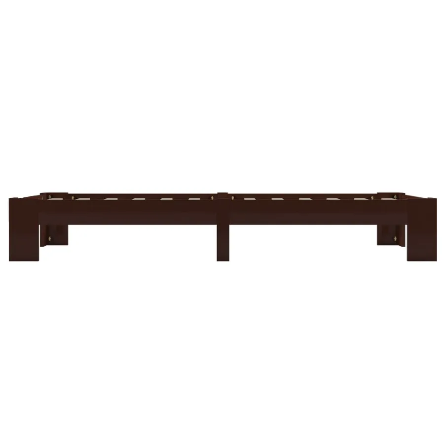 Cadre de lit sans matelas marron foncé pin massif 100x200 cm - 4