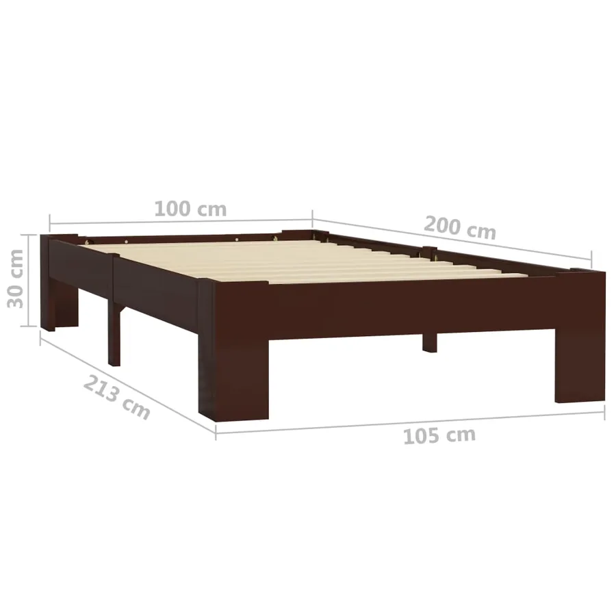 Cadre de lit sans matelas marron foncé pin massif 100x200 cm - 6