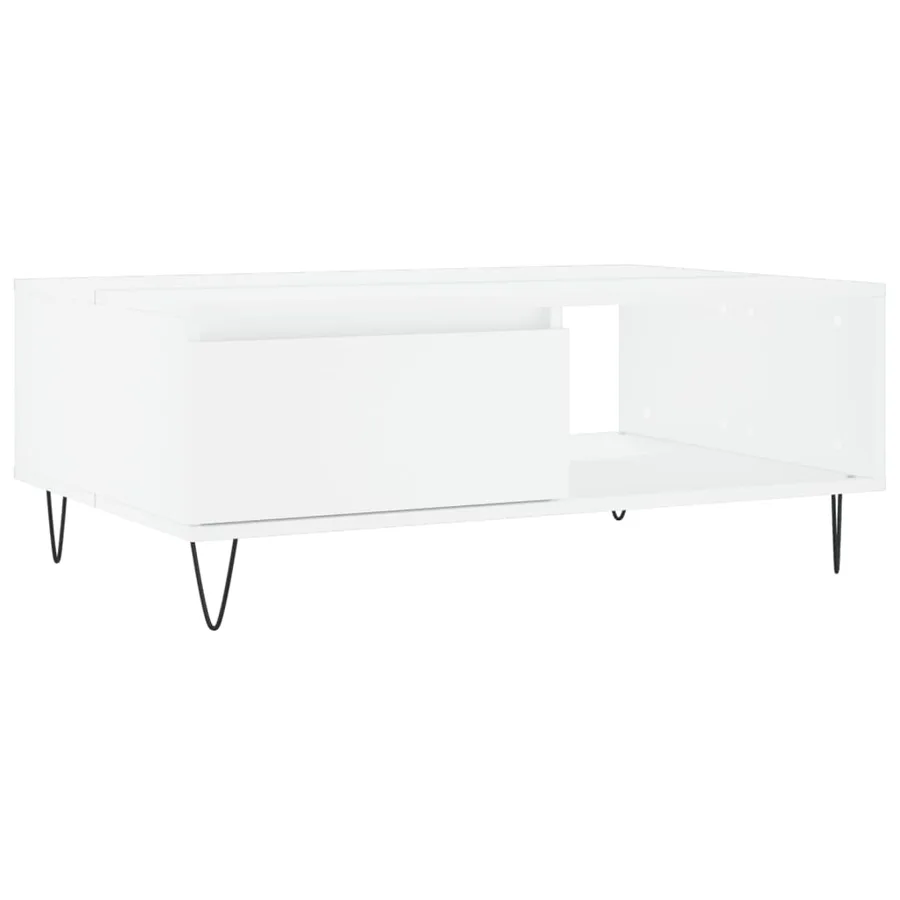 Table basse blanc 90x60x35 cm bois d'ingénierie - 2