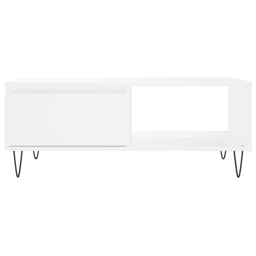 Table basse blanc 90x60x35 cm bois d'ingénierie - 5