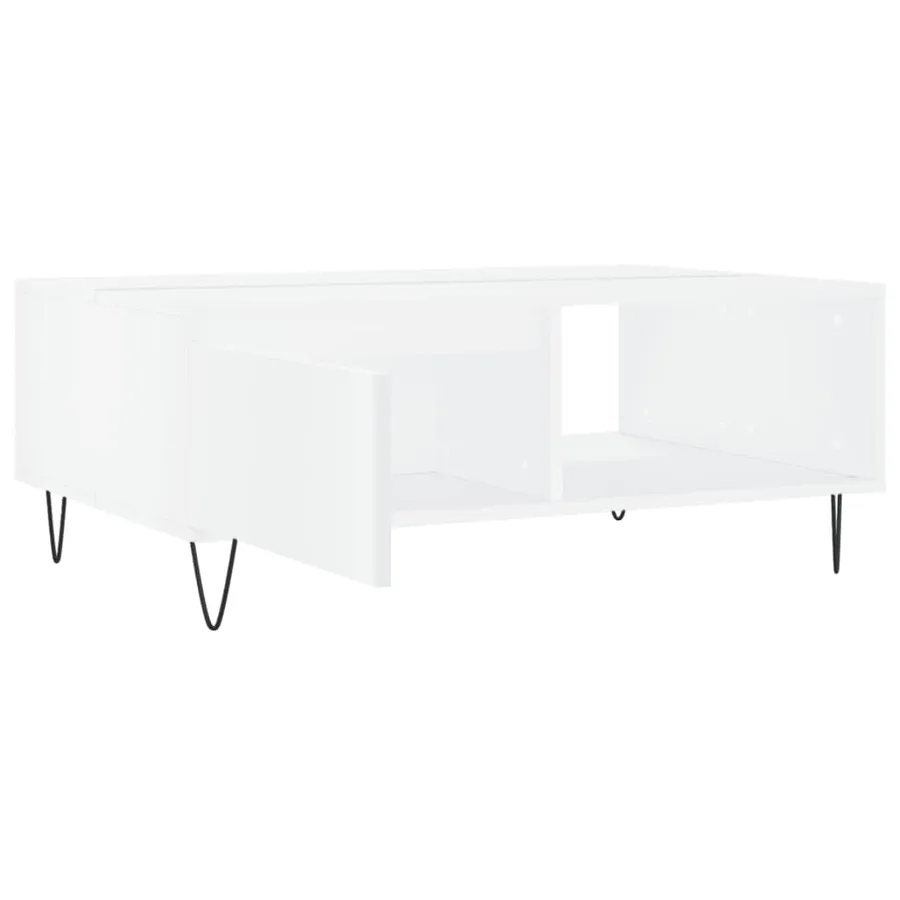 Table basse blanc 90x60x35 cm bois d'ingénierie - 6