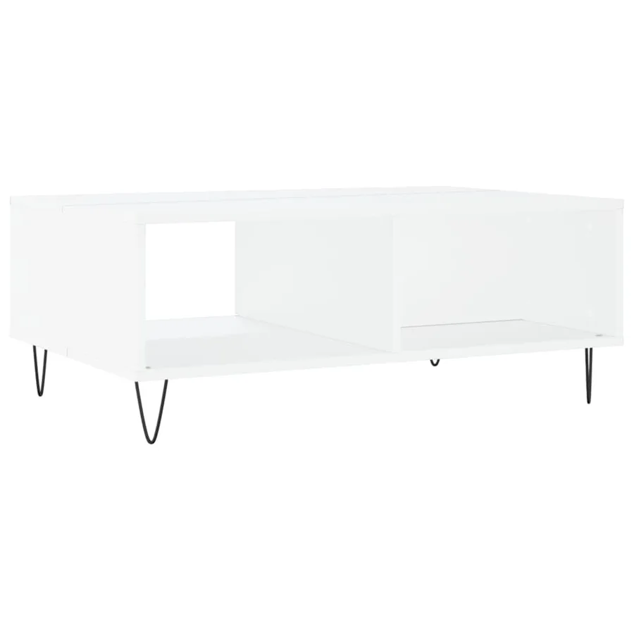 Table basse blanc 90x60x35 cm bois d'ingénierie - 8