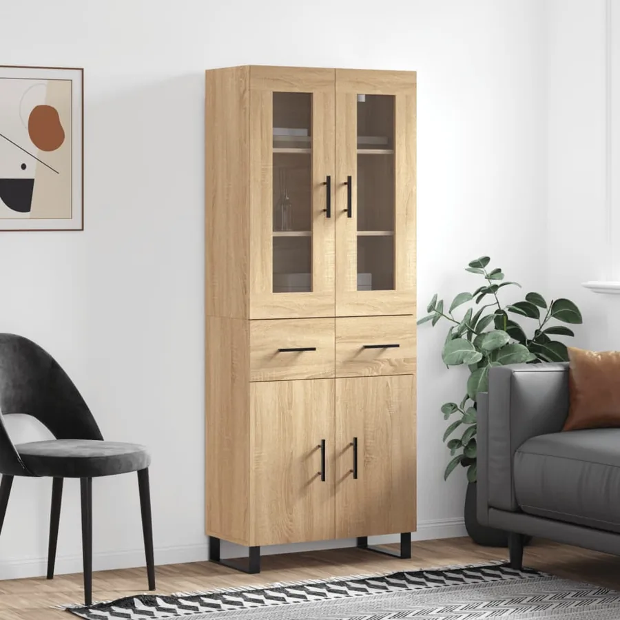 Buffet haut Chêne sonoma 69,5x34x180 cm Bois d'ingénierie