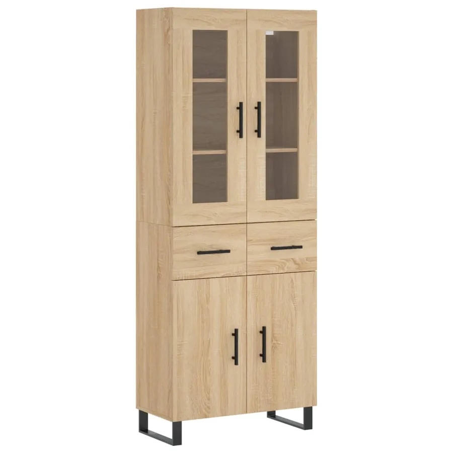 Buffet haut Chêne sonoma 69,5x34x180 cm Bois d'ingénierie - 2