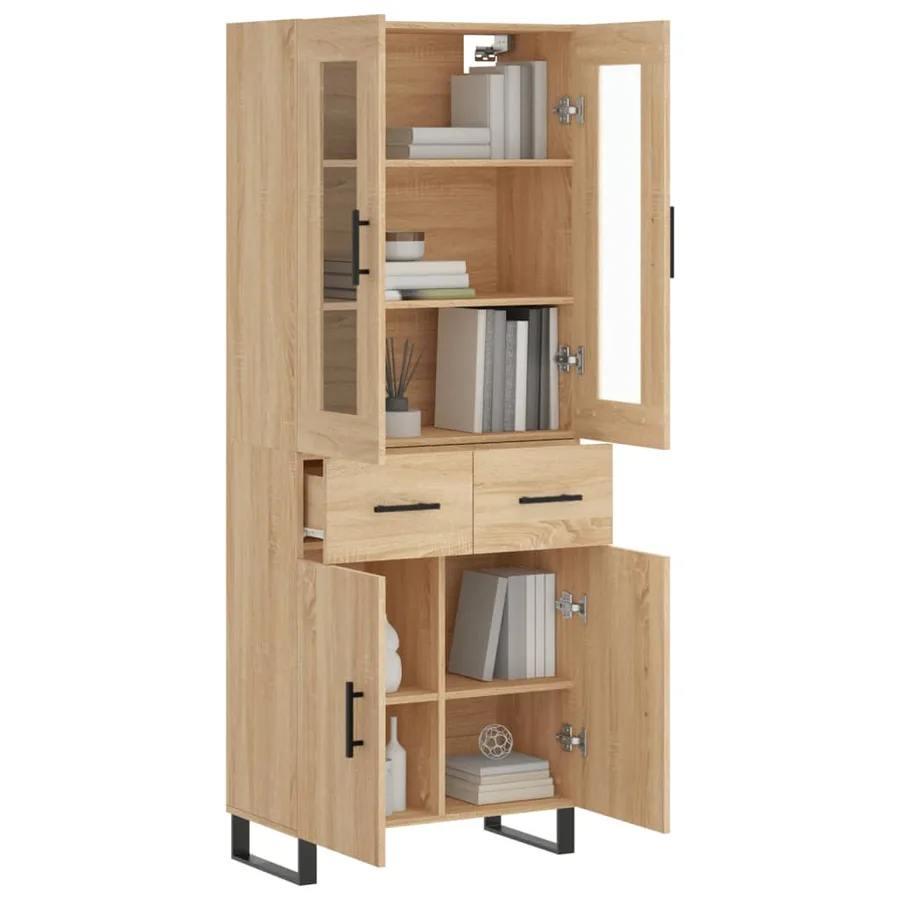Buffet haut Chêne sonoma 69,5x34x180 cm Bois d'ingénierie - 3