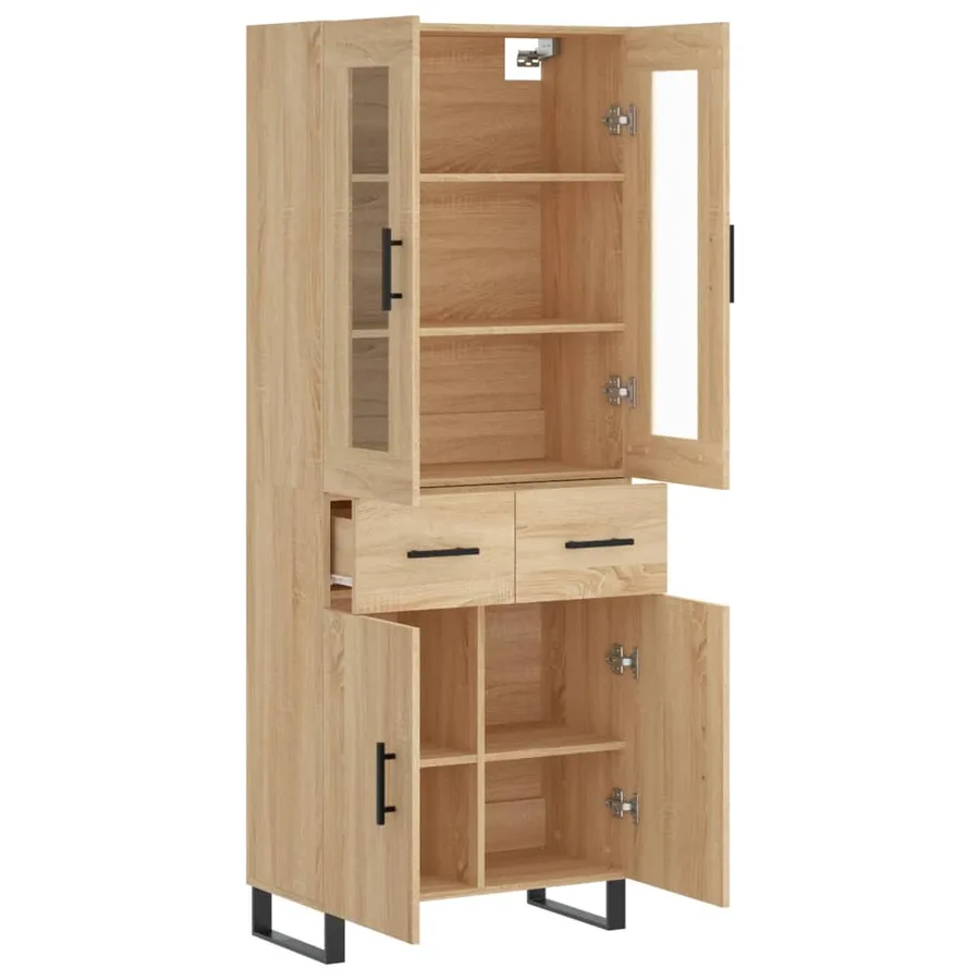 Buffet haut Chêne sonoma 69,5x34x180 cm Bois d'ingénierie - 4