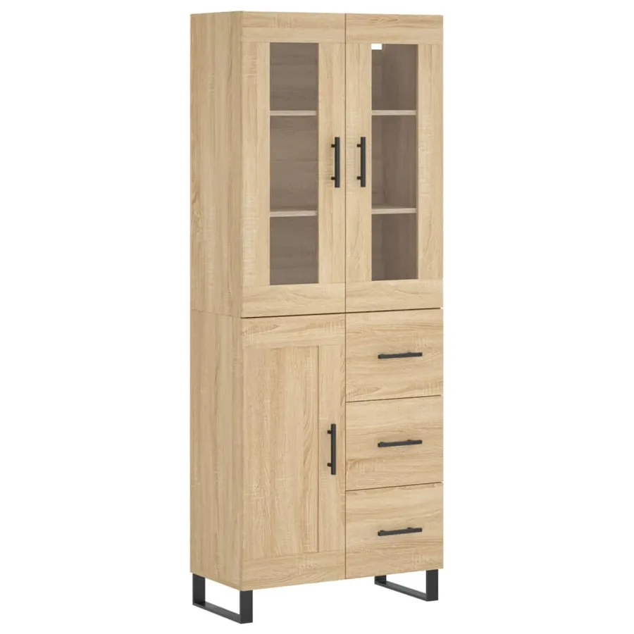 Buffet haut Chêne sonoma 69,5x34x180 cm Bois d'ingénierie - 2