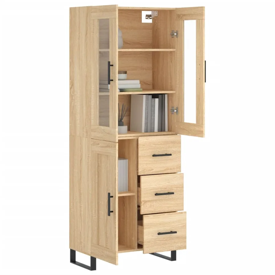 Buffet haut Chêne sonoma 69,5x34x180 cm Bois d'ingénierie - 3