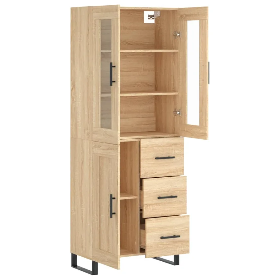 Buffet haut Chêne sonoma 69,5x34x180 cm Bois d'ingénierie - 4
