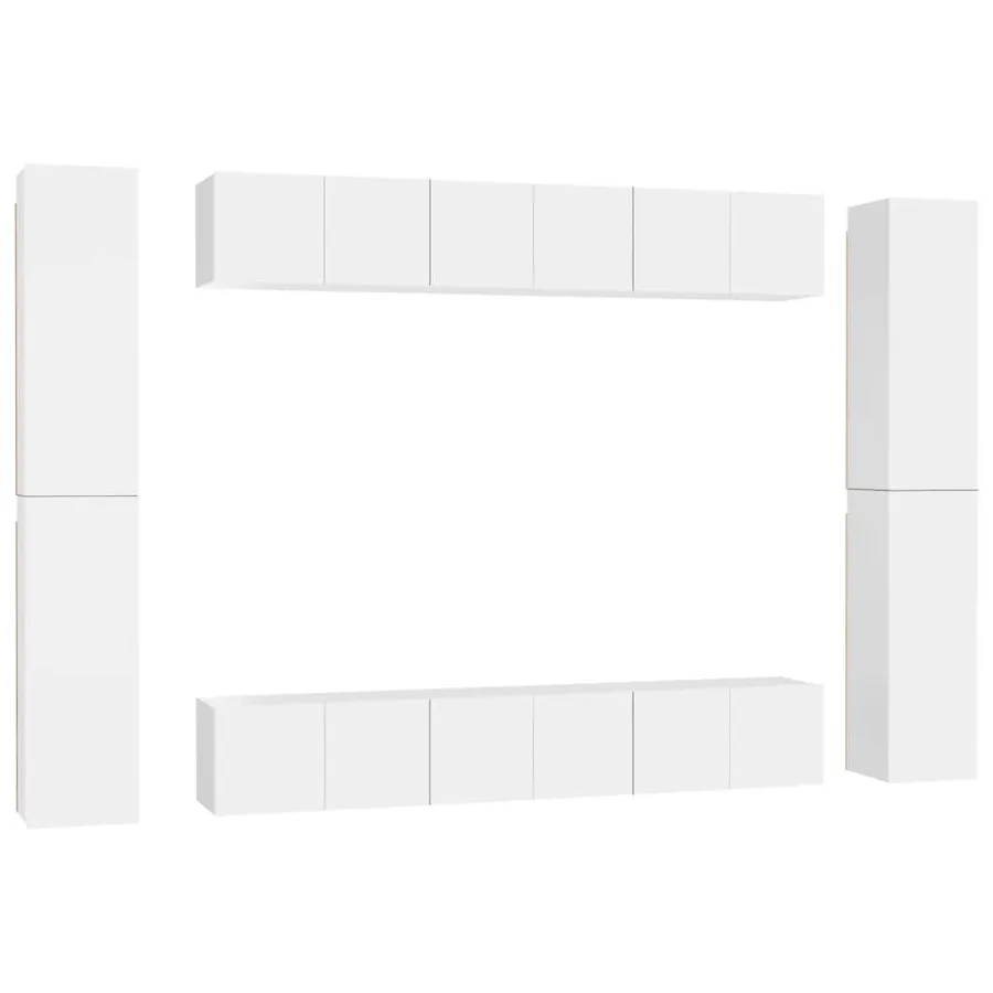 Ensemble de meubles TV 10 pcs Blanc Bois d'ingénierie - 2